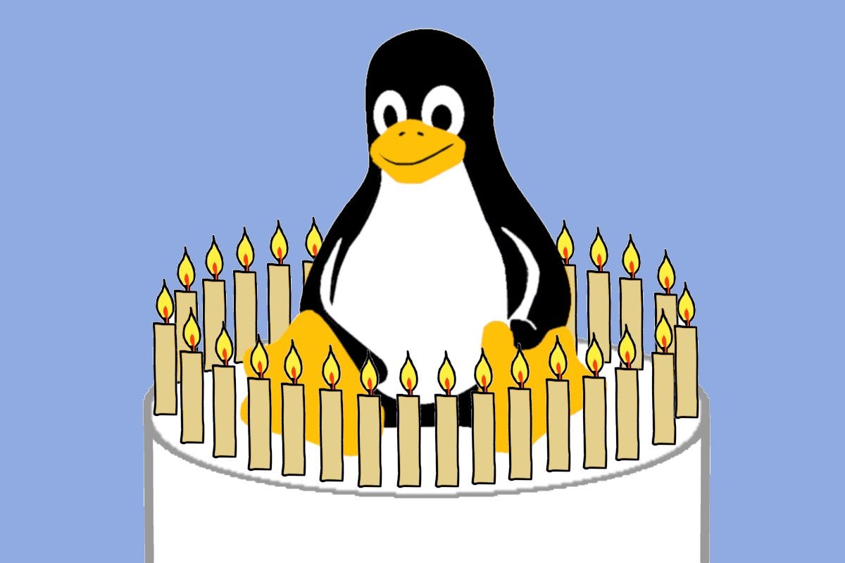 tux birthday cake Linux