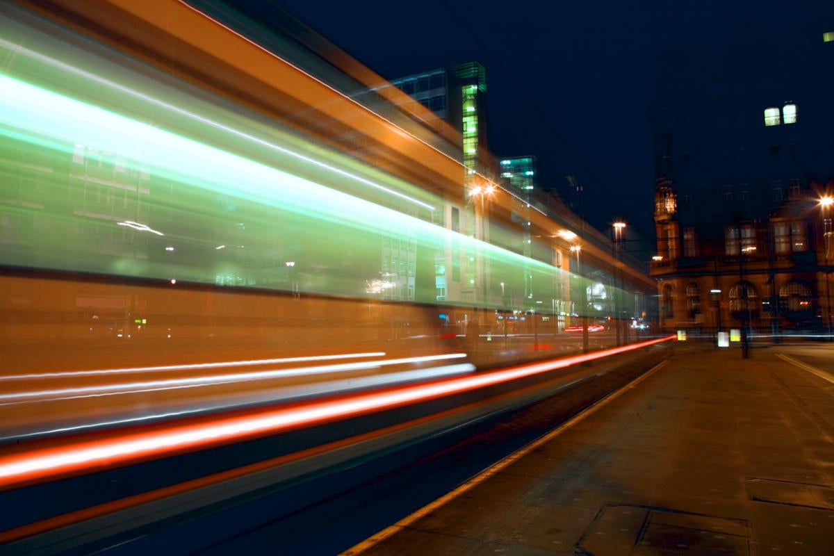 uk united kingdom england manchester timelapse exposure tram light trails speed progress rush transportation by andrew medina gettyimages 157400162 2400x1600 100807735 large