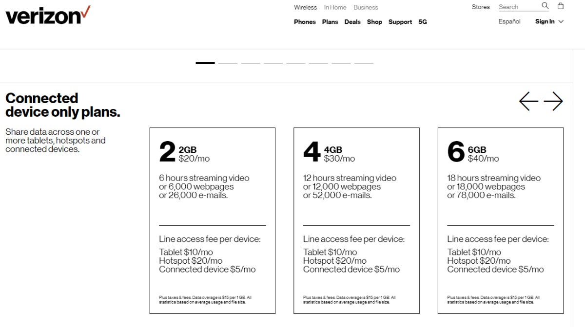 verizon connected device plans