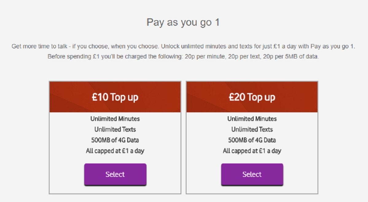 vodafone pay as you go