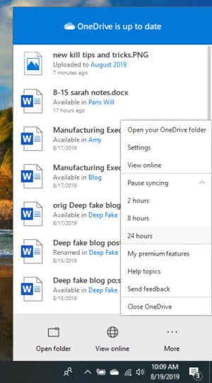 win10 onedrive pause sync aug2019