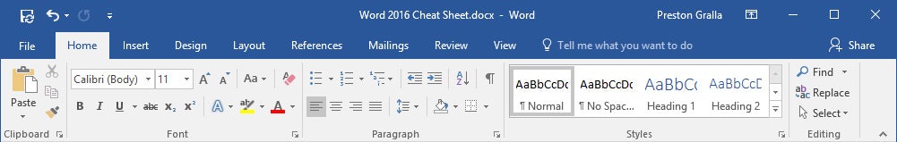 document info on the insert tab in 2016