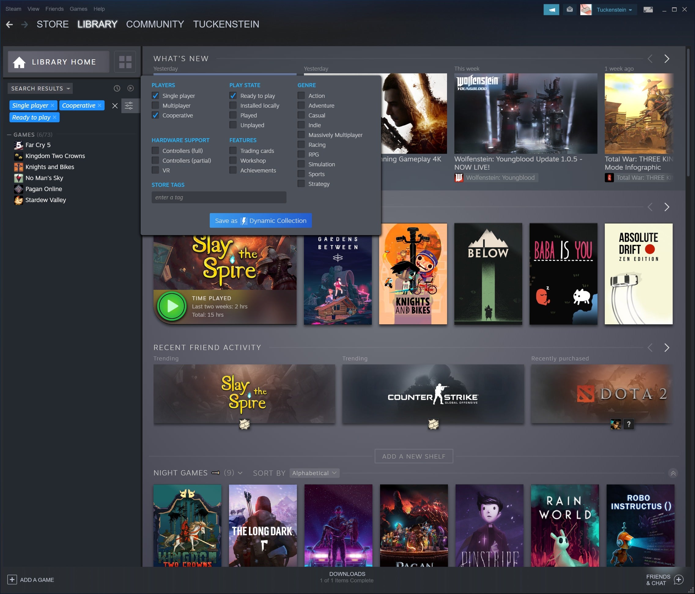 Steam Library Assets. Library in game.