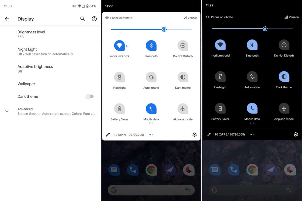 android 10 dark theme