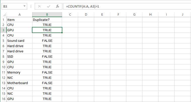 excel data clean 2 countif1