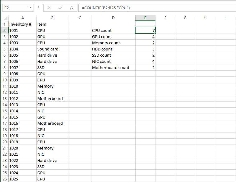 excel data clean 3 countif2