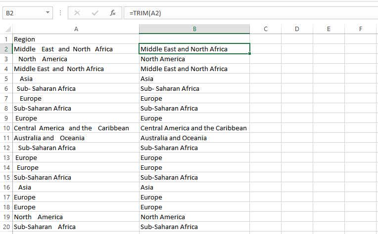 excel data clean 4 trim