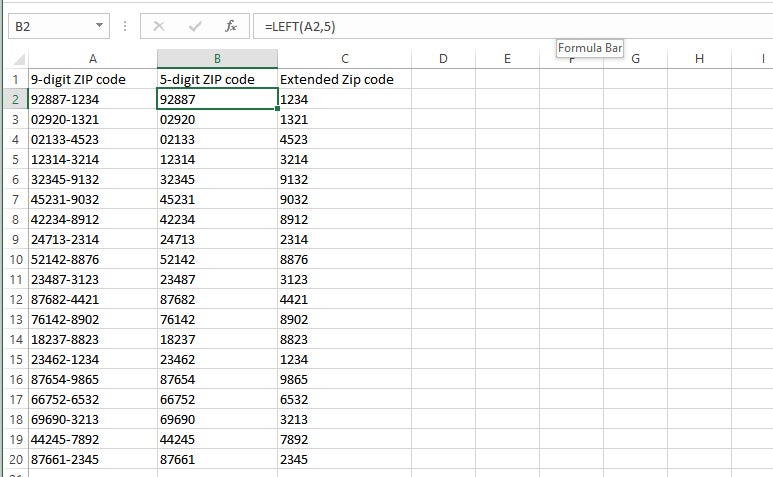 excel data clean 9 zipcodes