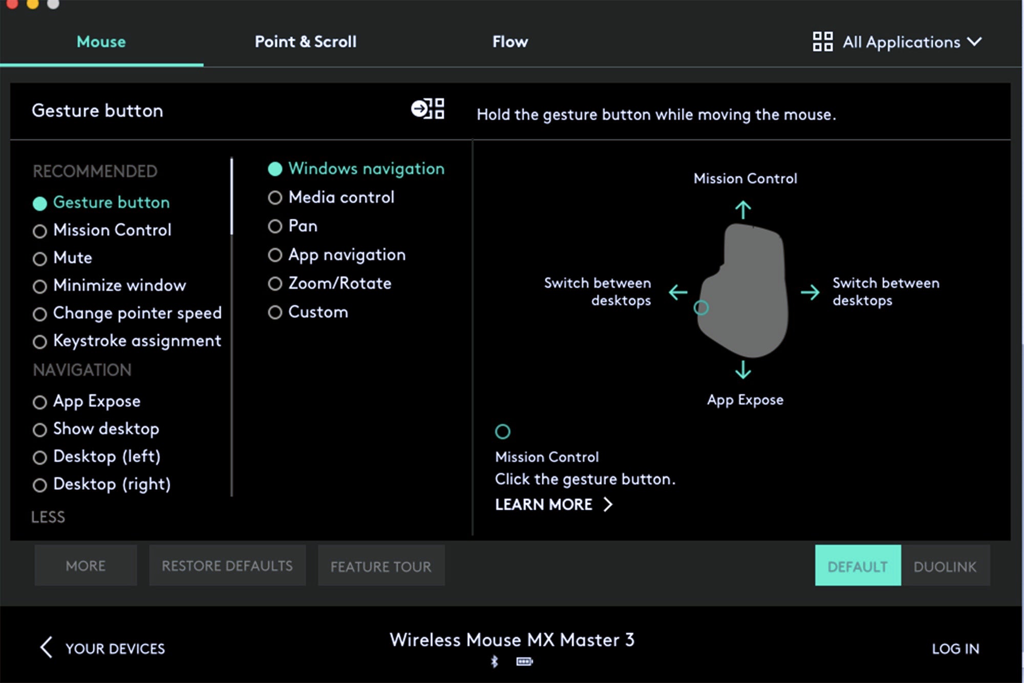 logittech options