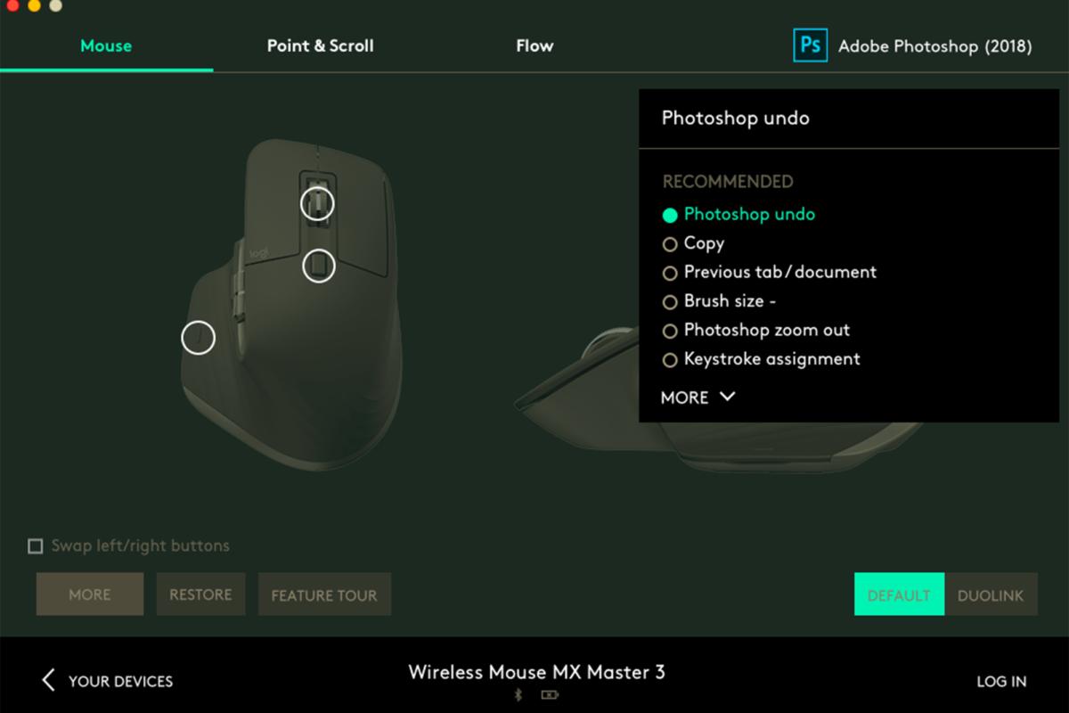 logitech options photoshop