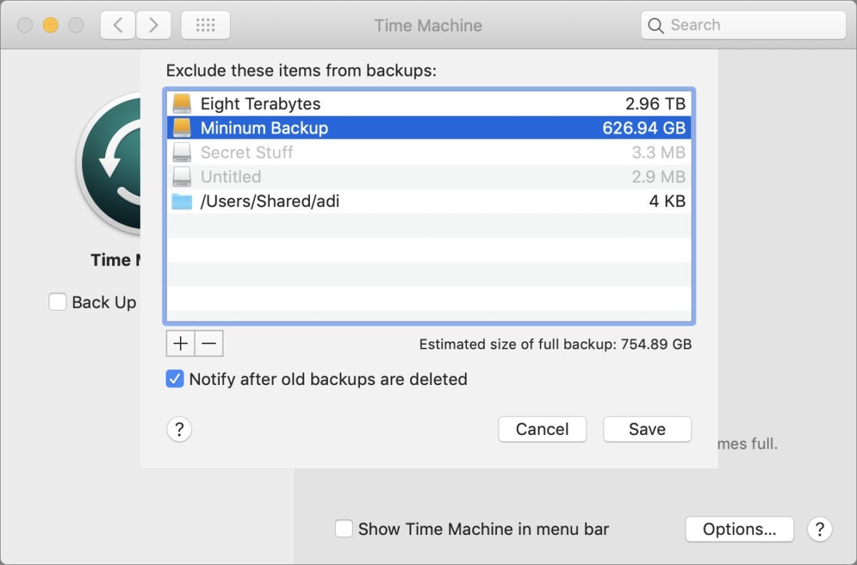 mac911 exclude time machine