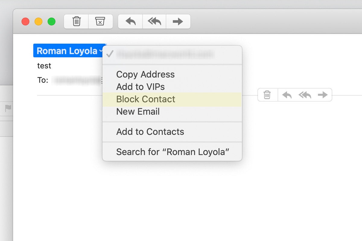 macos catalina mail block contact