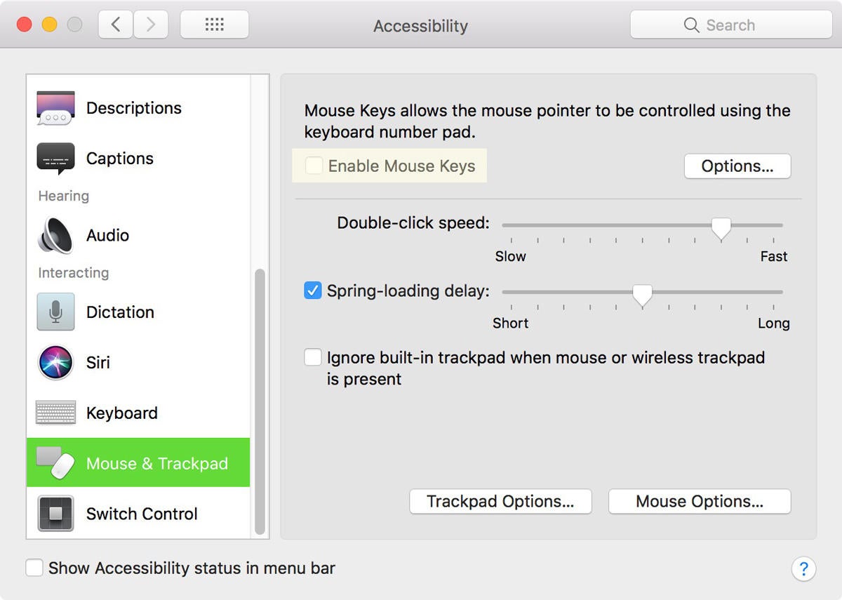 mouse trackpad accessibility macos