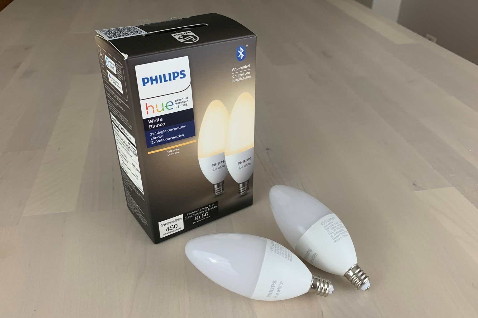 Buy Philips Hue E14 White LED Smart Candle – 2 Pack, Smart light bulbs