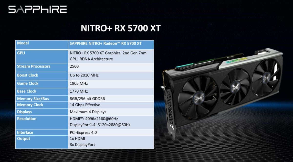 sapphire rx 5700 xt nitro specs