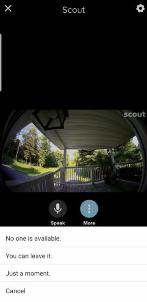 Scout video doorbell canned messages