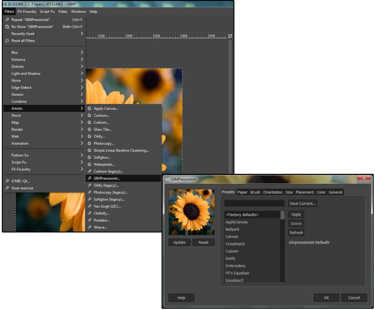 05 gimpressionist includes 77 filters 461 brushes and 63 papers textures