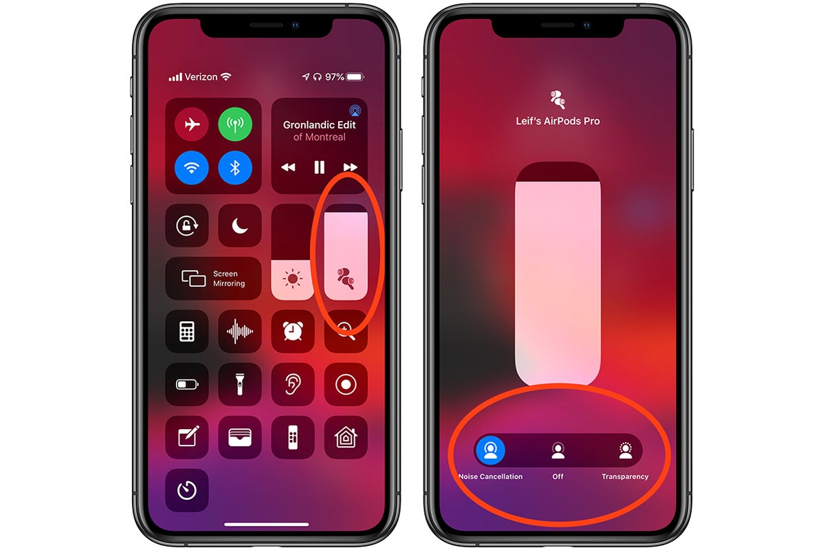 airpods pro control center