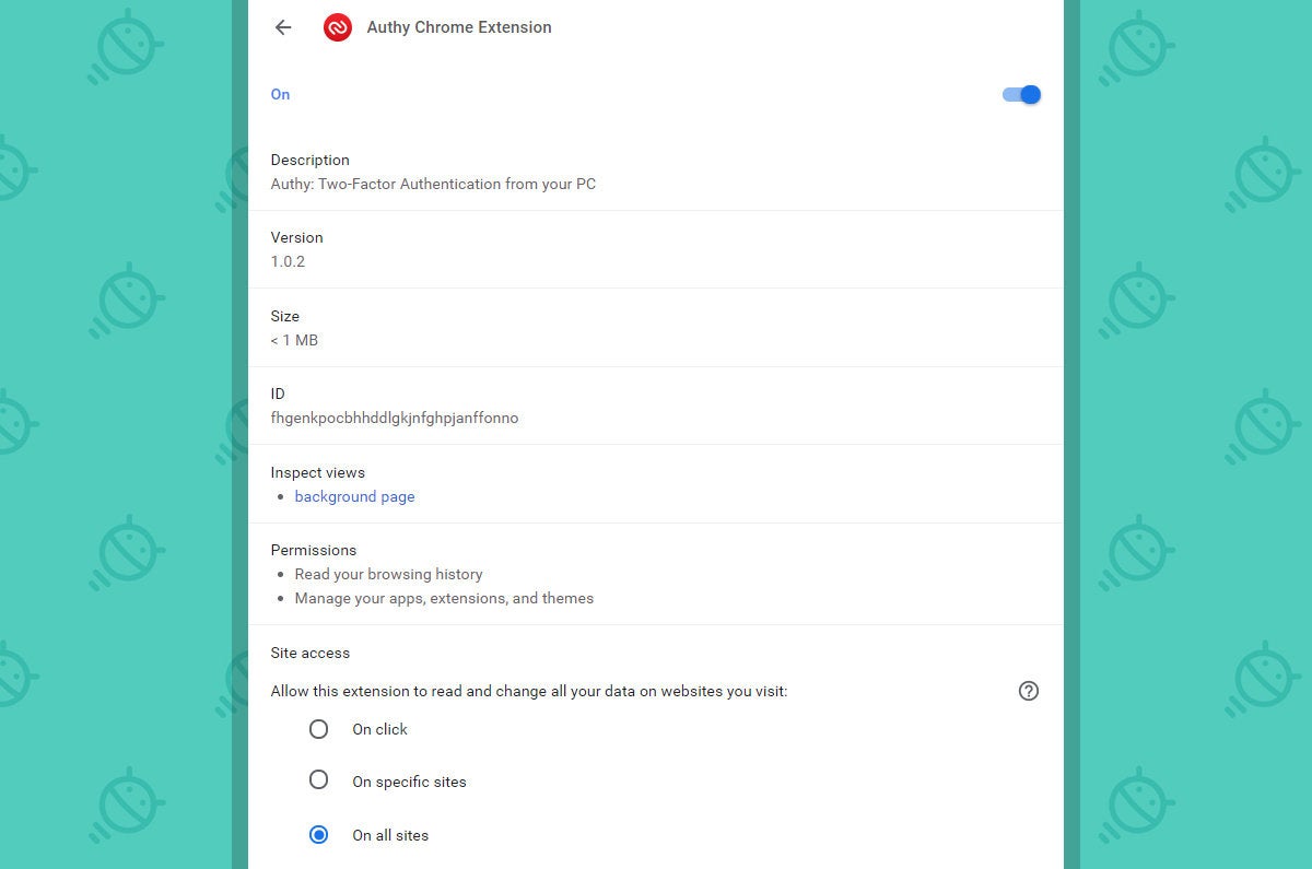 Chrome Security Setting: Authy