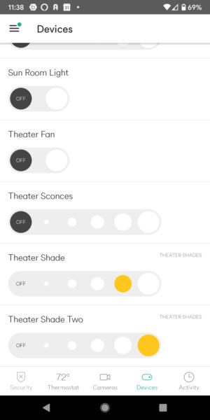graber shades in vivint app