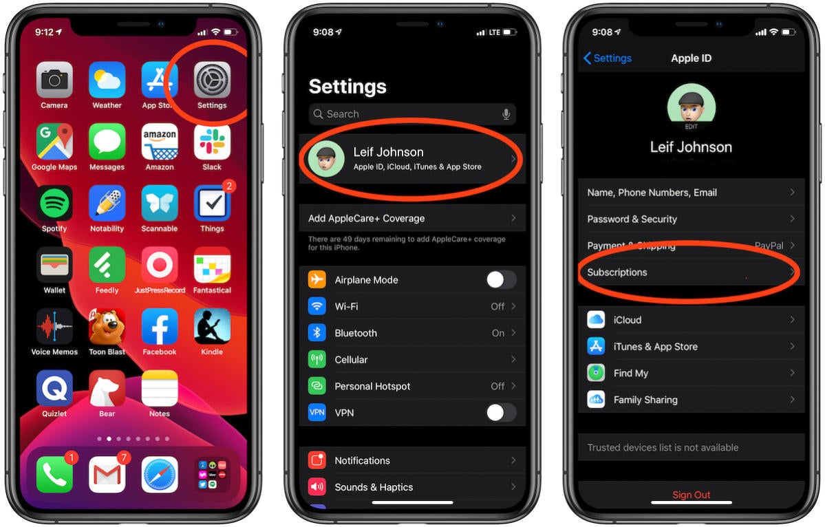 how to cancel subscriptions ios 13 settings
