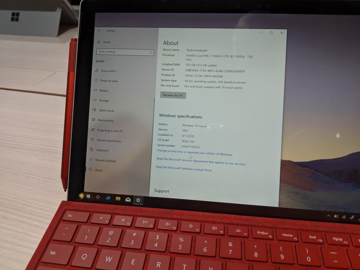 surface pro serial number