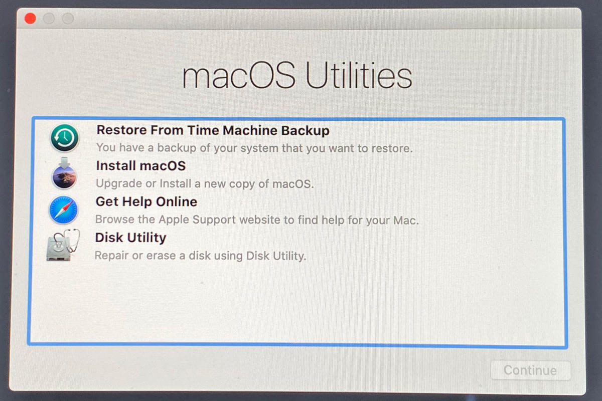 macos catalina receovery options