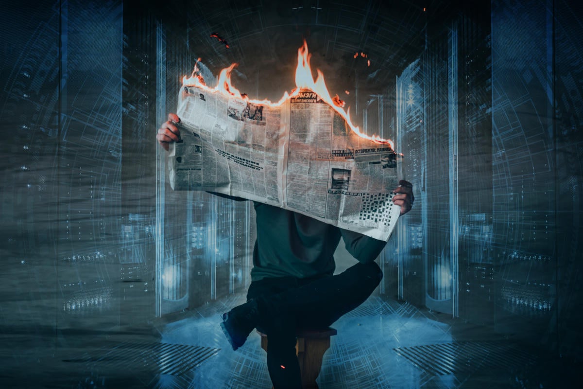 newspaper on fire inherit it mess fire risk alert disaster data center network room by elijah odonn