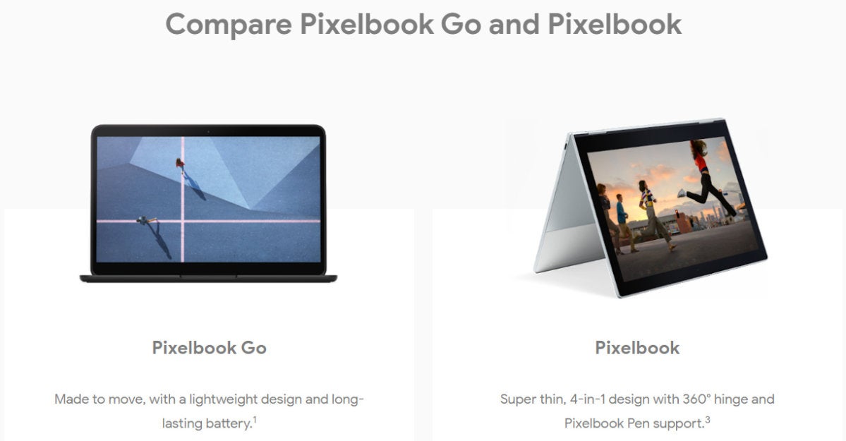 Comparación de Pixelbook Go-Pixelbook