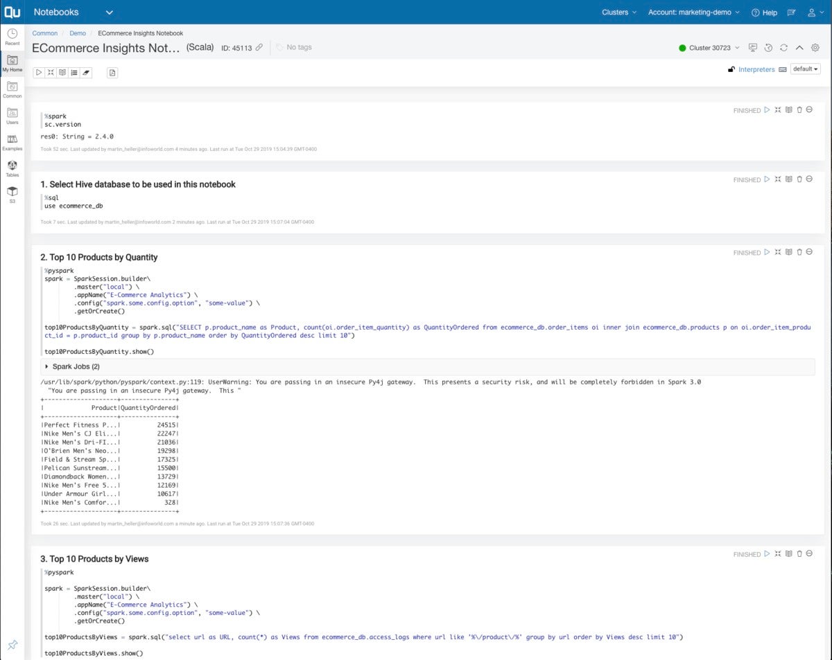 qubole spark sql 10