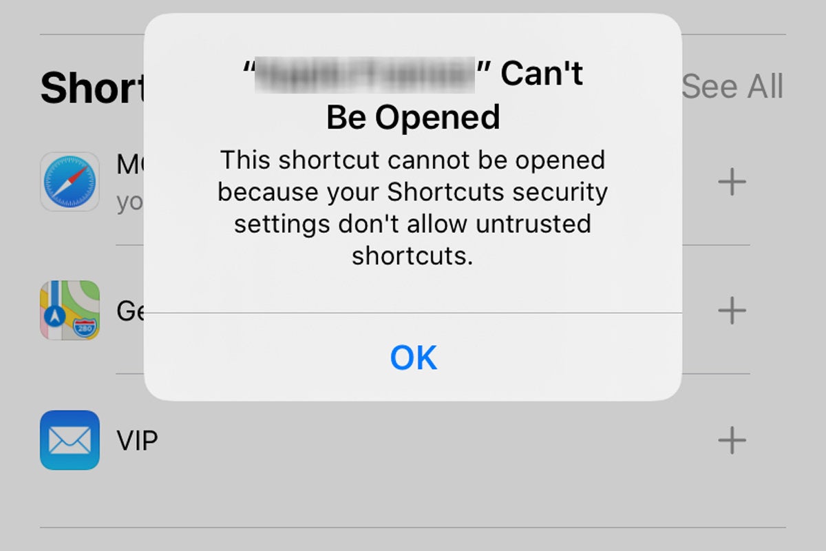 shortcut cant be opened