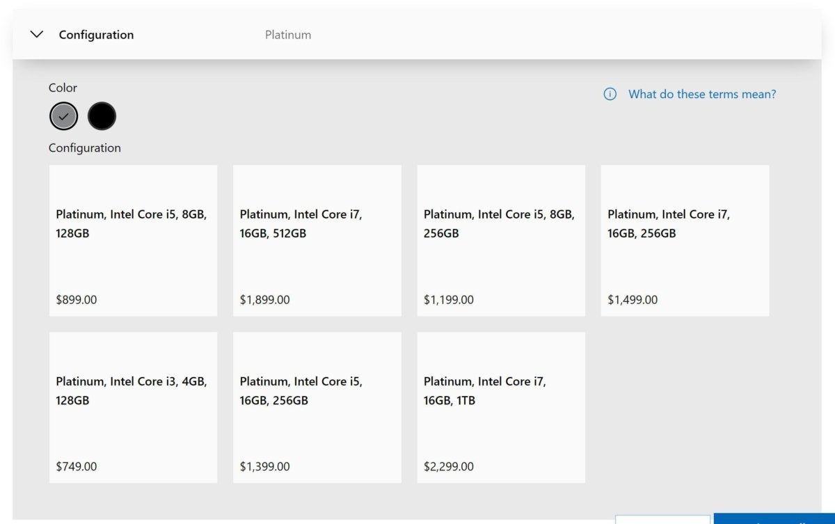 surface pro 7 configurations