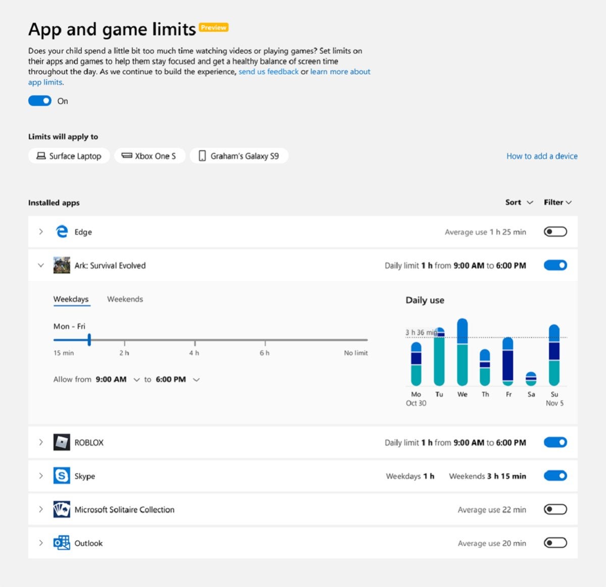 Microsoft windows 10 xbox app and game limits