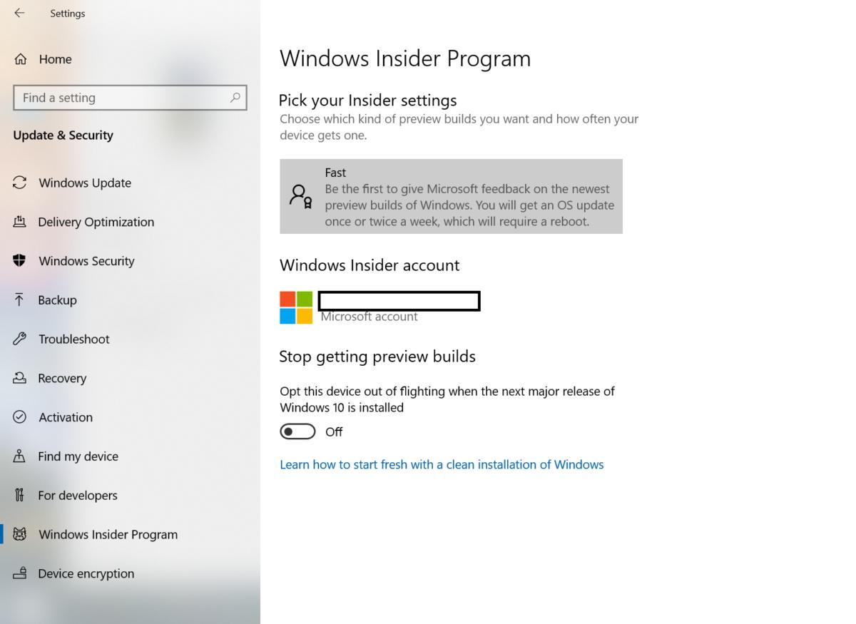 windows insider program settings edited