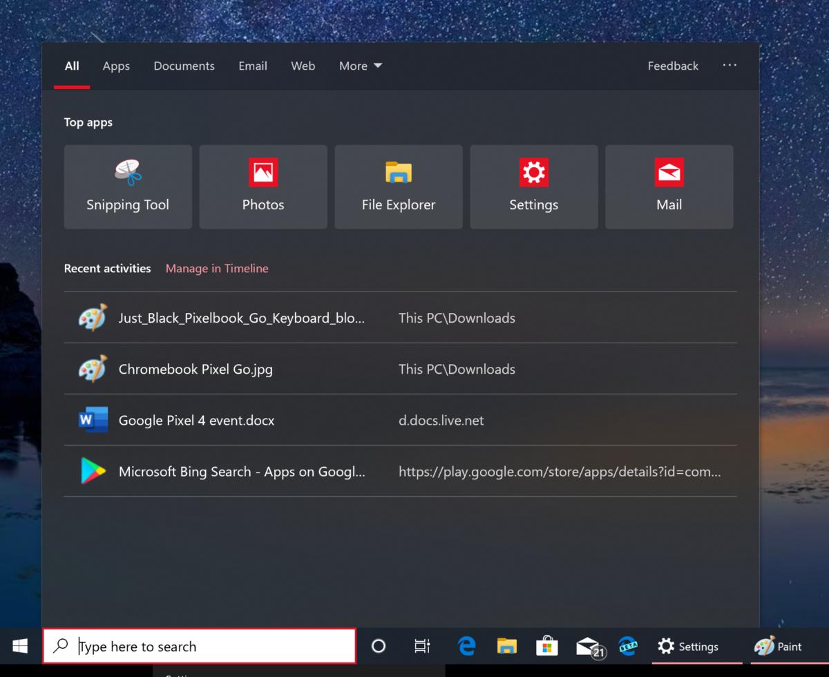 windows search windows 10