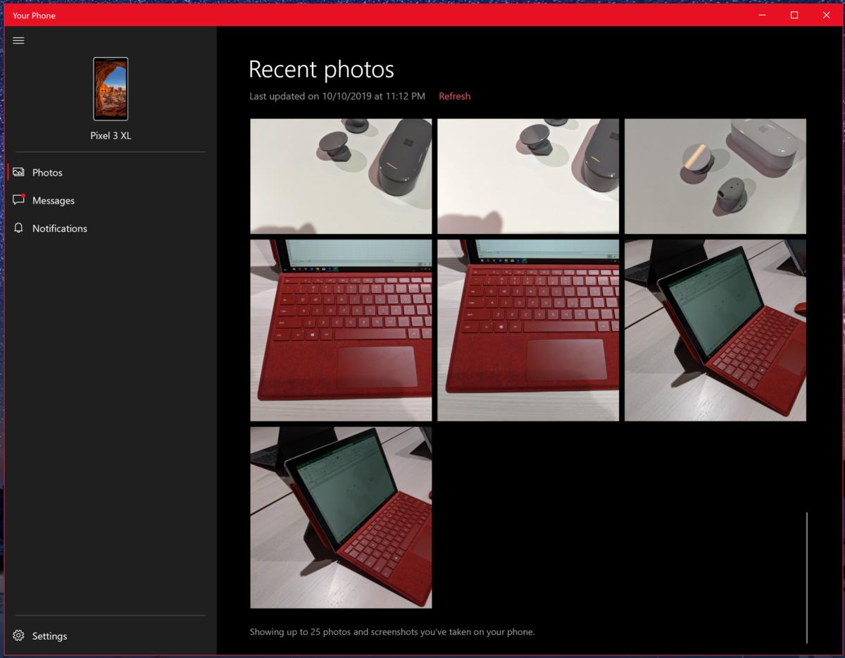 Microsoft Windows 10 your phone photos better