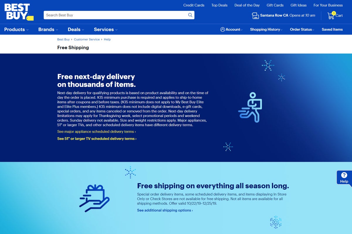 Best Buy free shipping policy 2019
