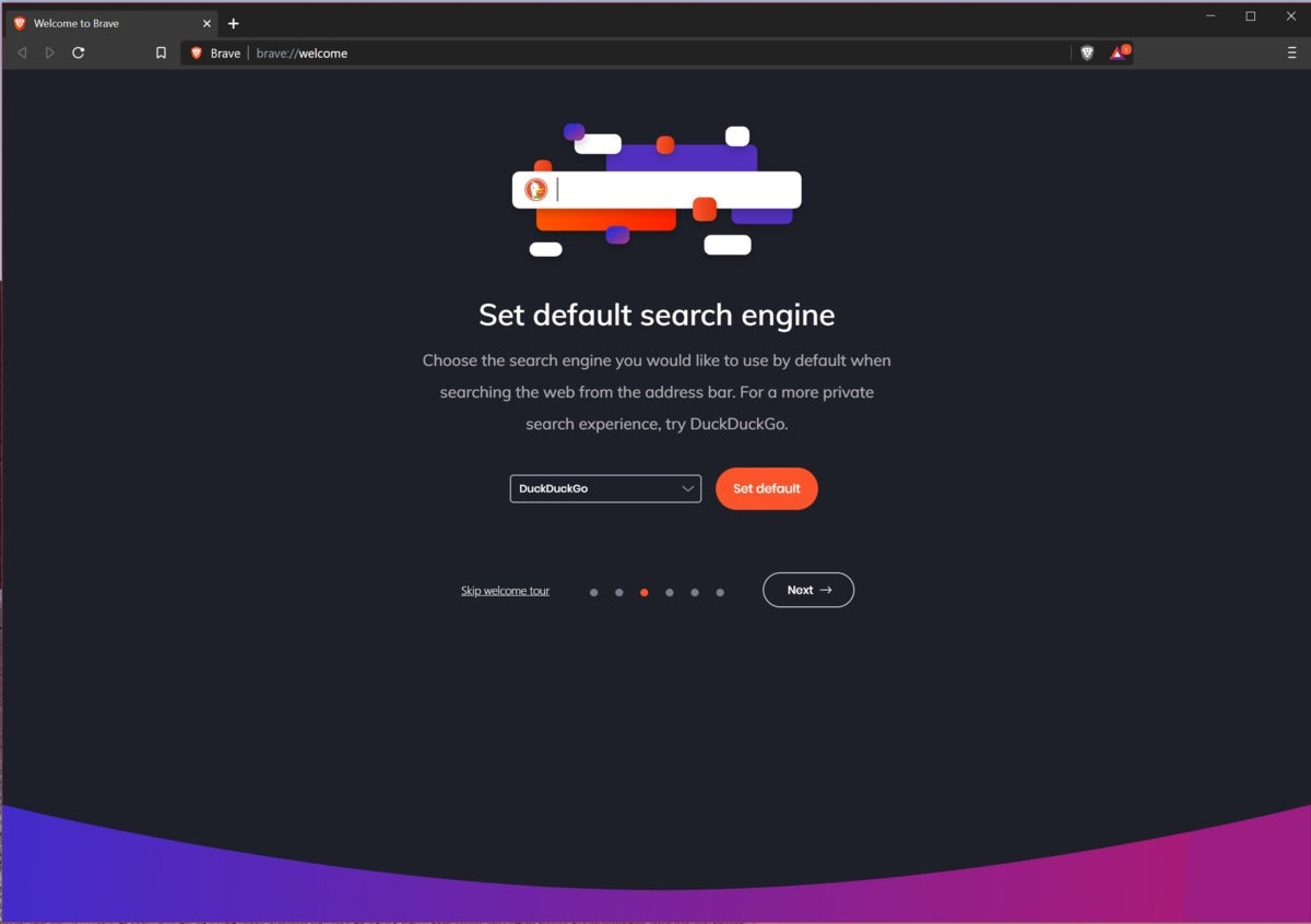 brave browser default search engine smaller