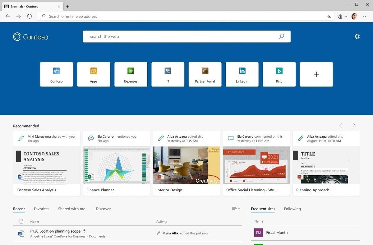 Microsoft touts Edge's new tab page connection to Office 365 | Computerworld