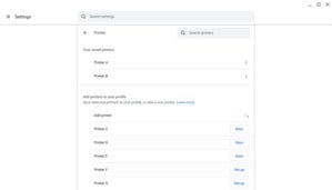 google chrome os printer list