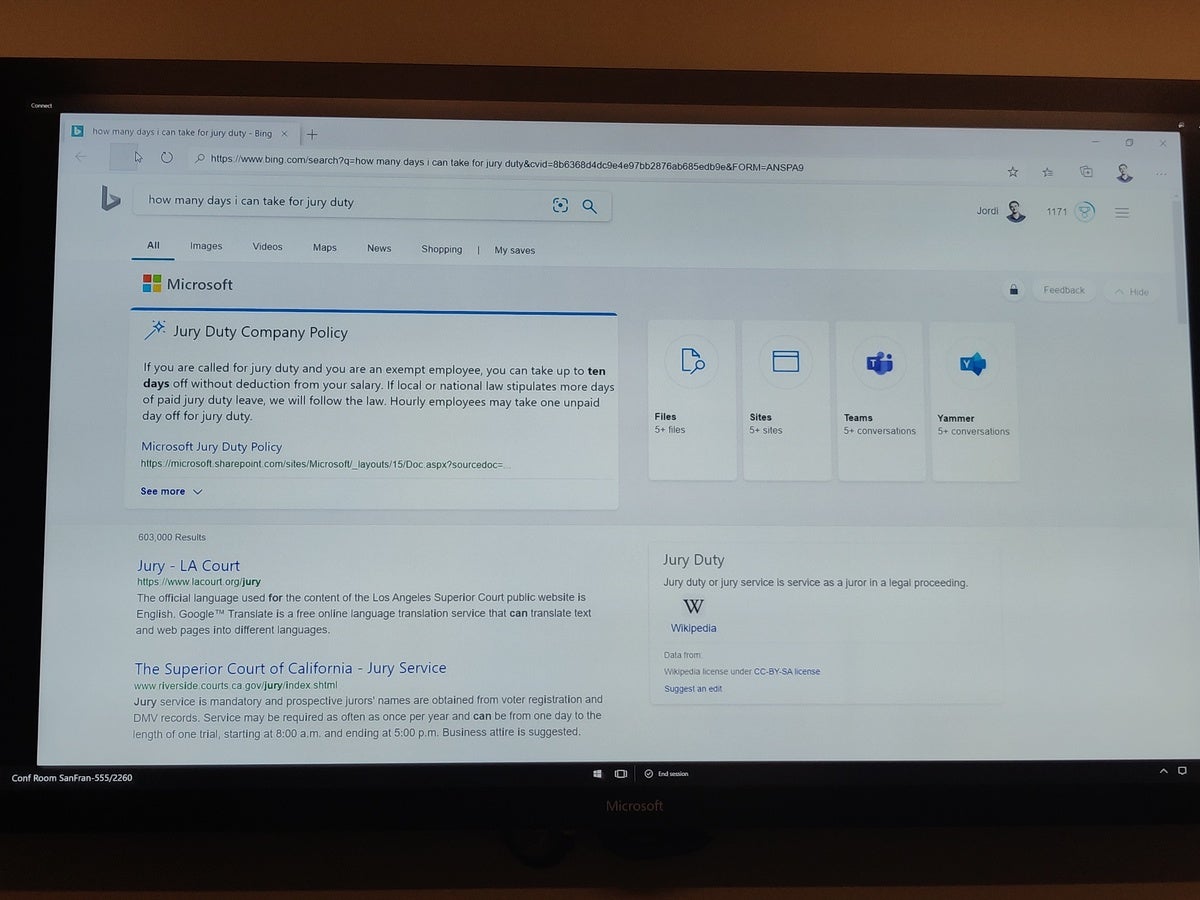 Microsoft Search jury duty