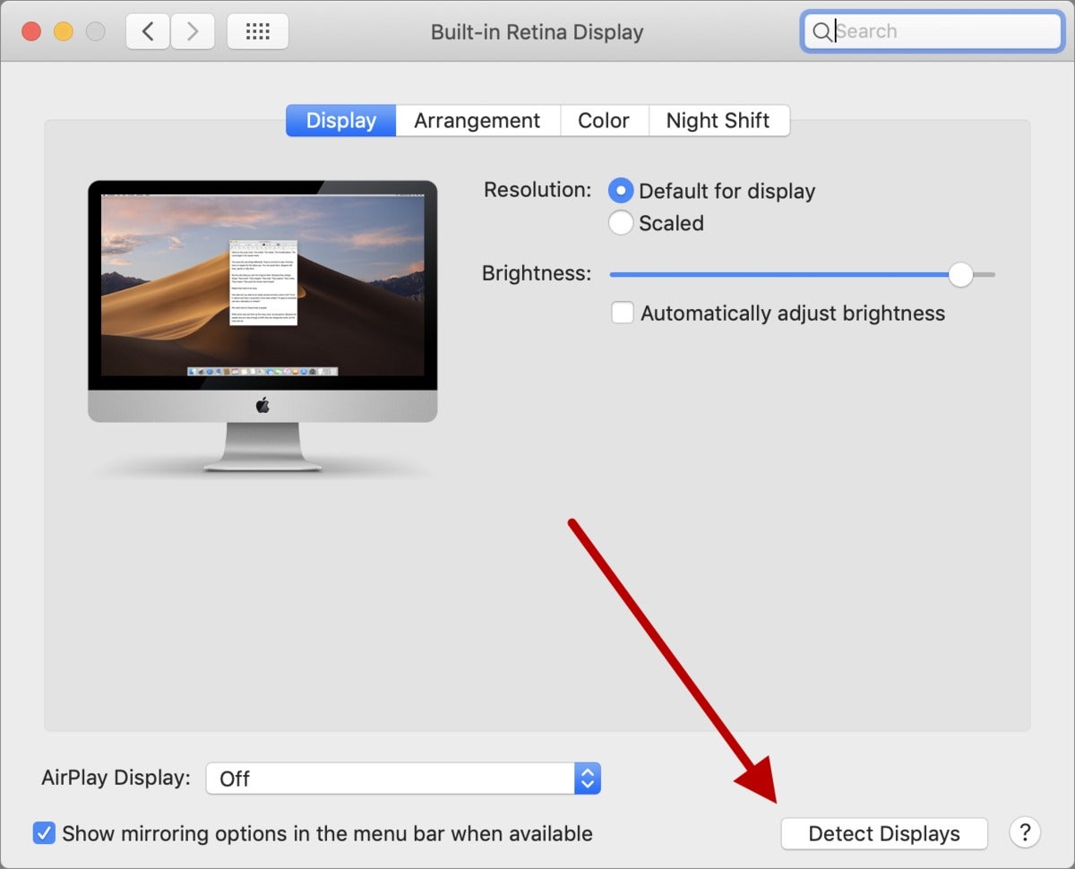 mac911 displays pane detect displays button