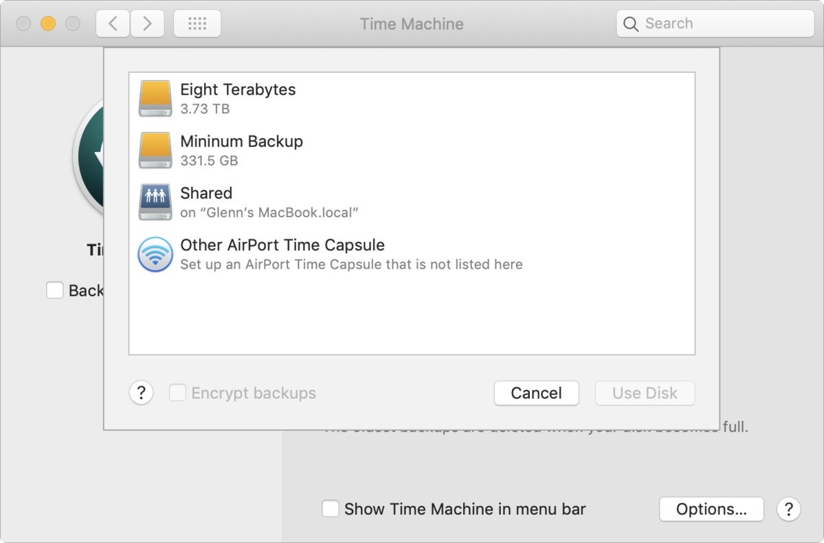 mac911 time machine shared preference