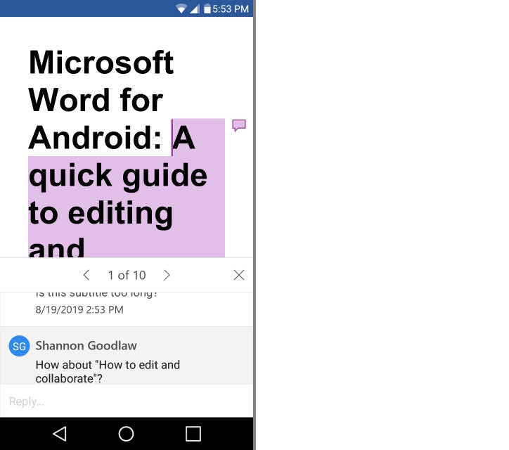 word app 17 android view comment