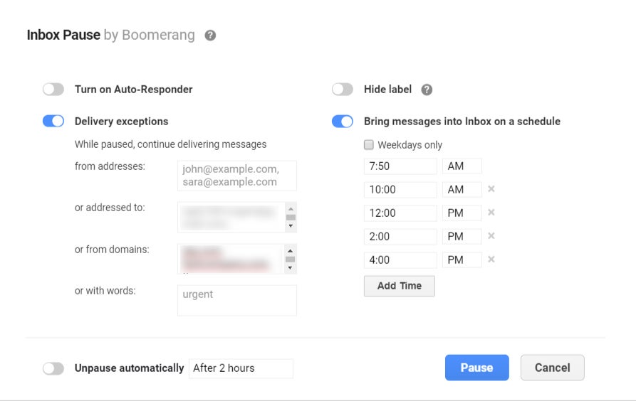 Boomerang Inbox Pause