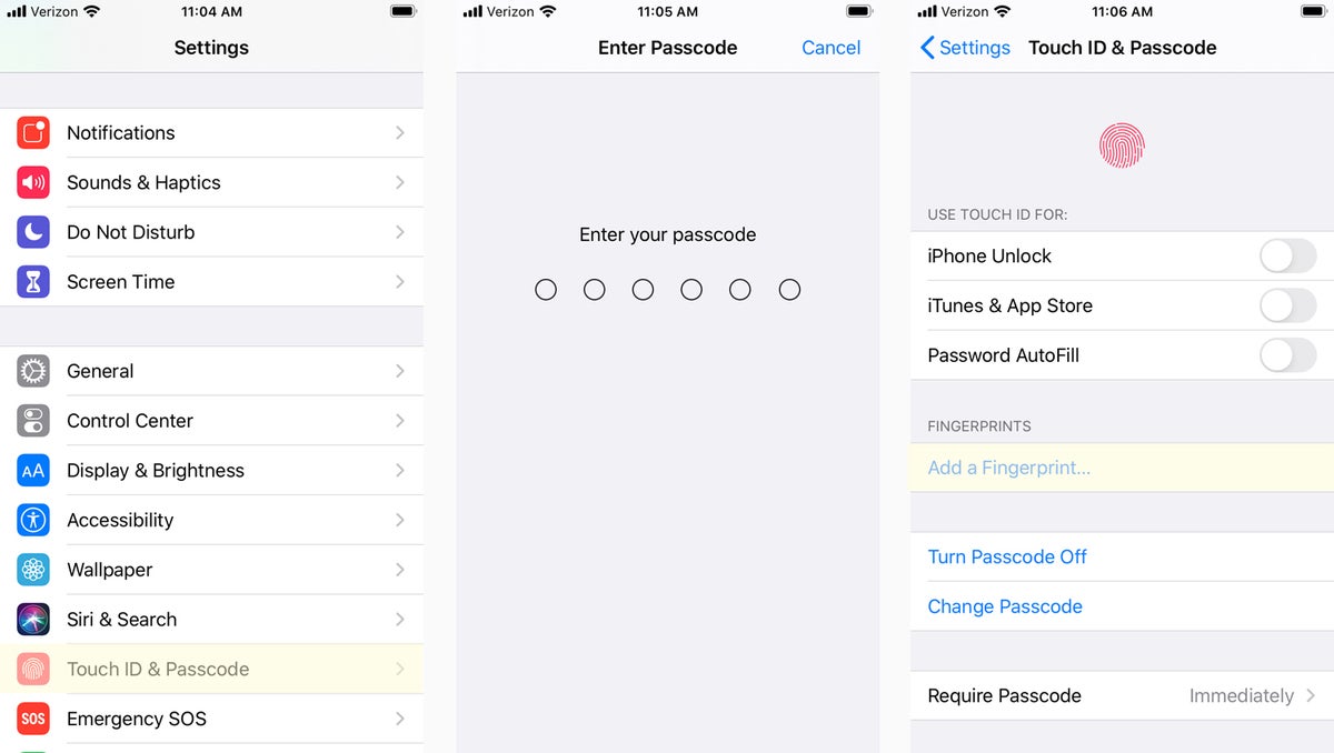 ios 13 touch id add fingerprint