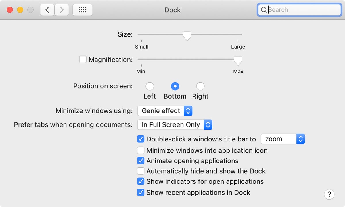macos catalina dock preferences