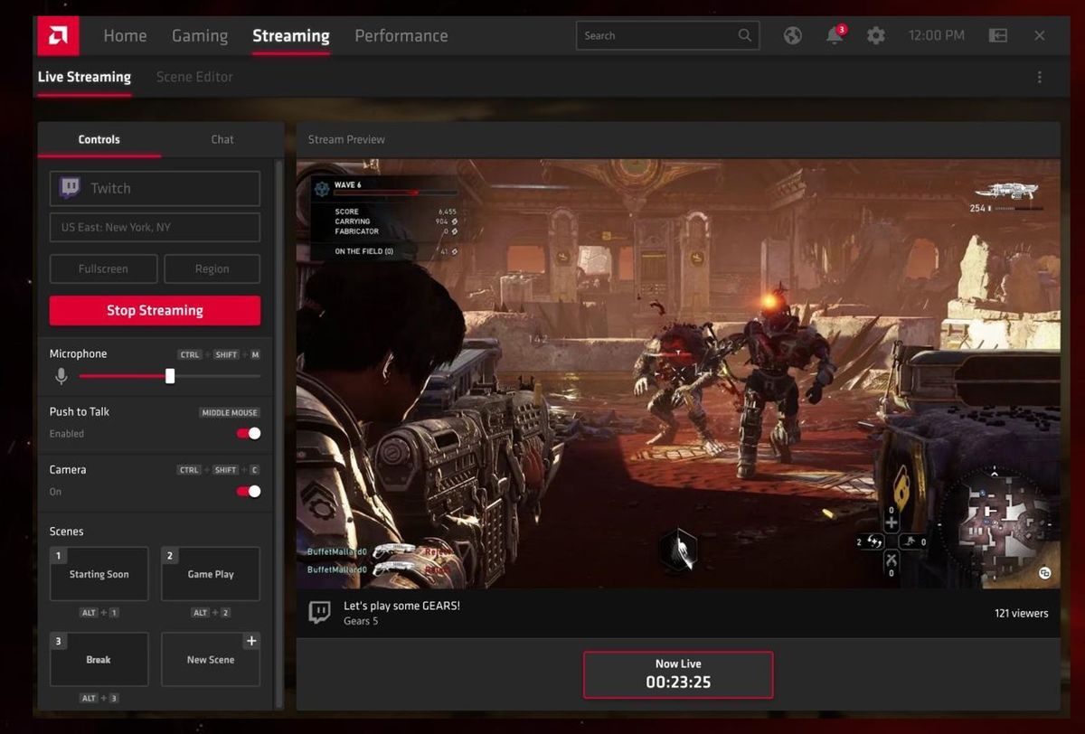 radeon software streaming tab