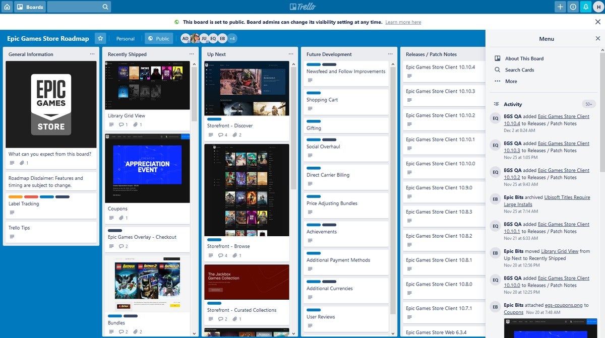 Epic Games Store - Trello (December 2019)