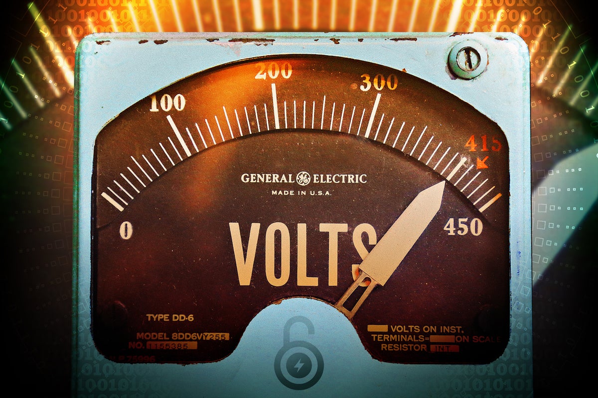 Vintage voltmeter gauge / binary code